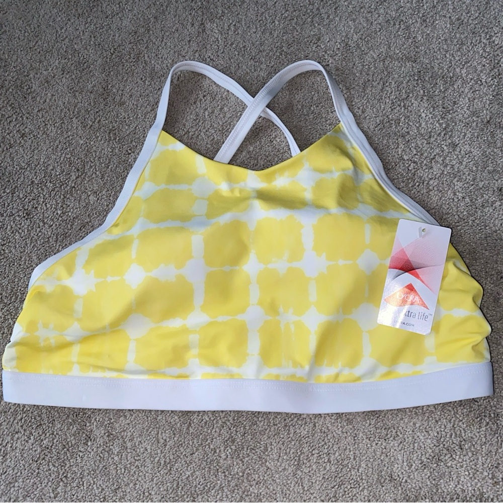 Lands' End‎  Cross-Back Bikini Top Yellow White Size 14 NWT - Picture 12 of 12